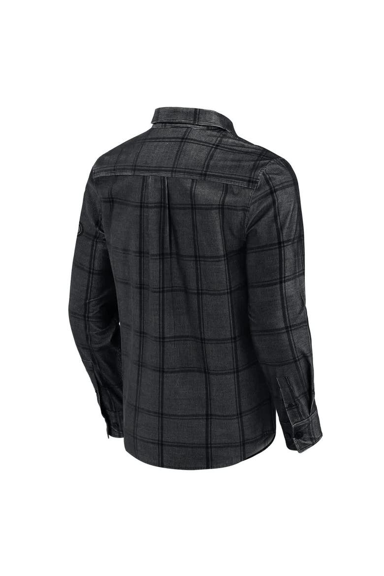 Men's Darius Rucker Collection by Fanatics Black New Orleans Saints Micro Corduroy Plaid Button Up Shirt, Alternate, color, Black