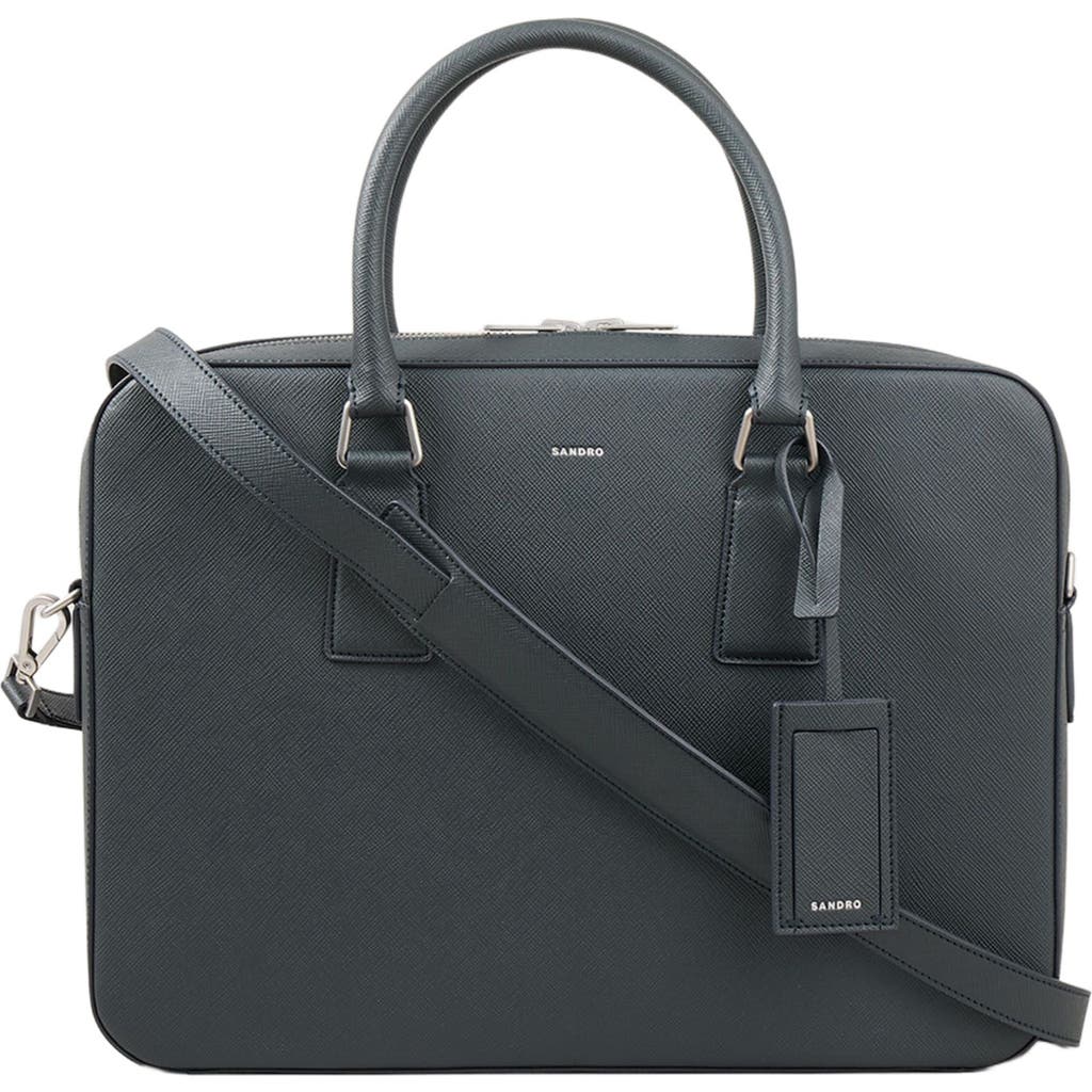 Sandro Reconstituted Leather Briefcase In Gray
