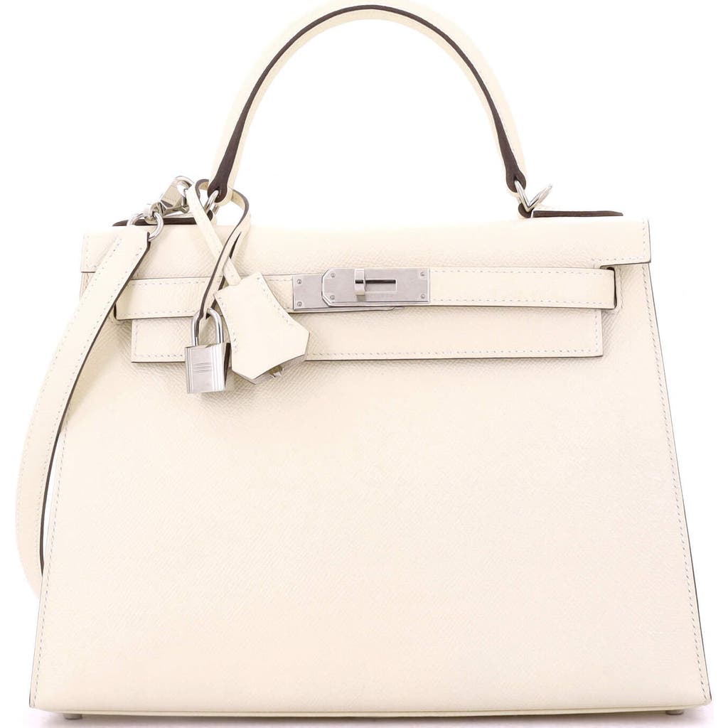 Pre-owned Hermes Hermes Kelly Handbag Light Epsom With Palladium Hardware 28 In Brown