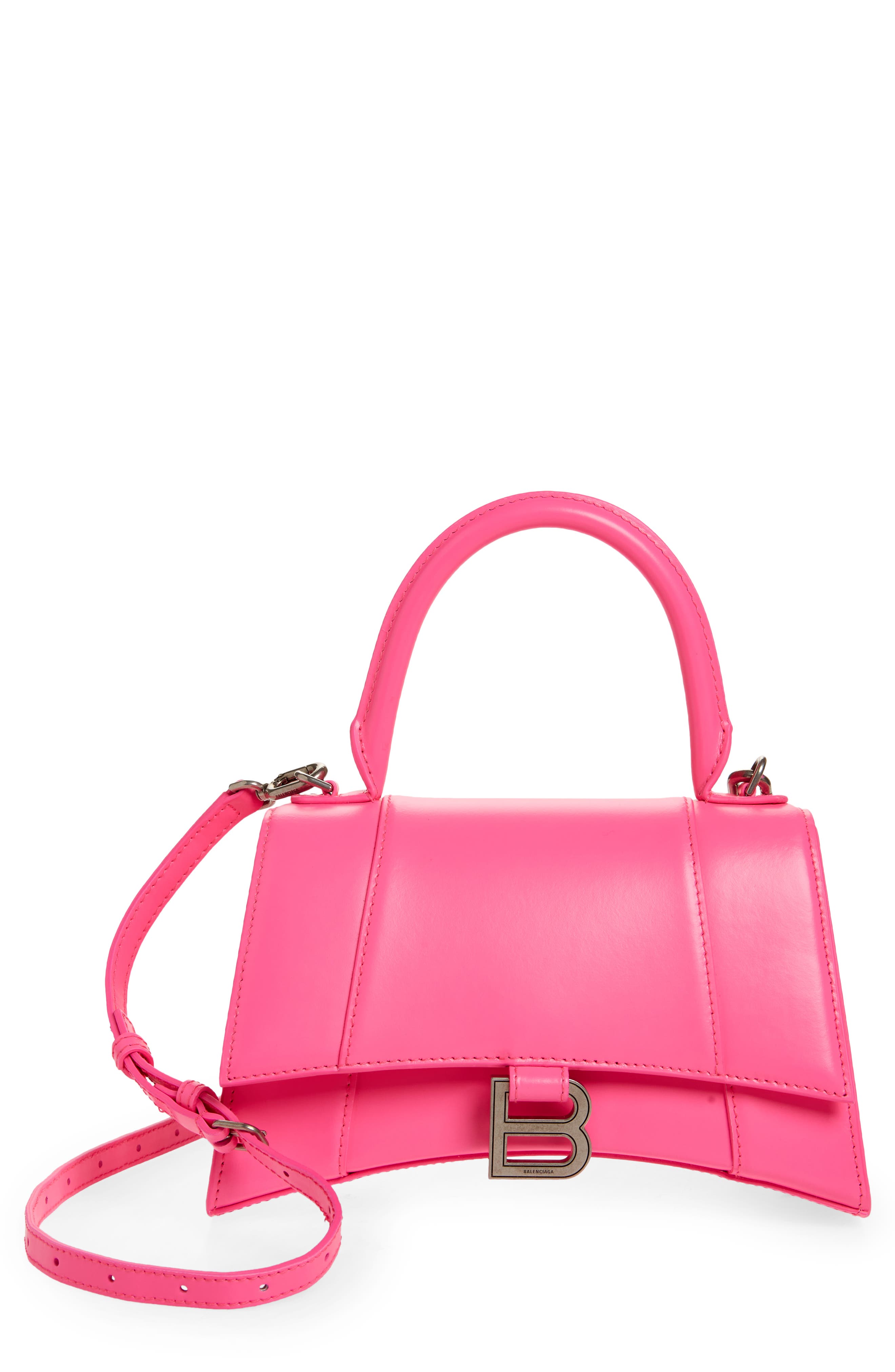 Balenciaga Small Hourglass Leather Top Handle Bag, Main, color, 