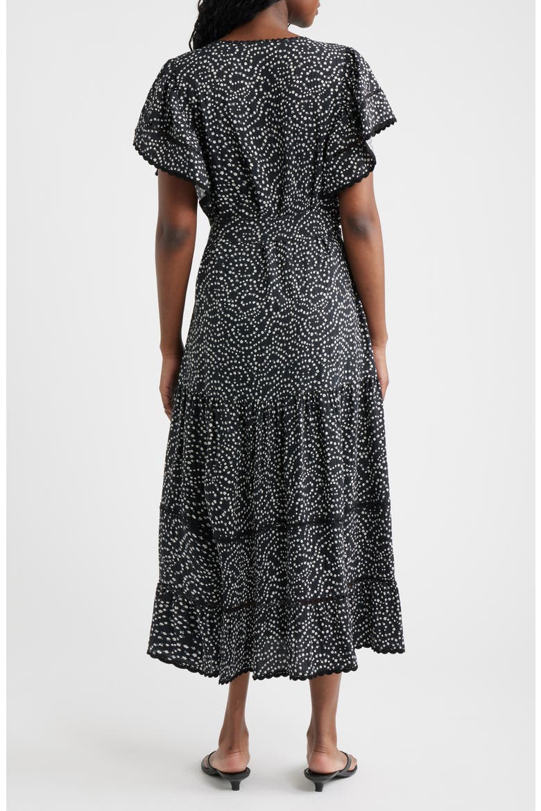 Gia Floral Flounce Sleeve Tiered Midi Dress, Alternate, color, MINI CHAIN DAISIES