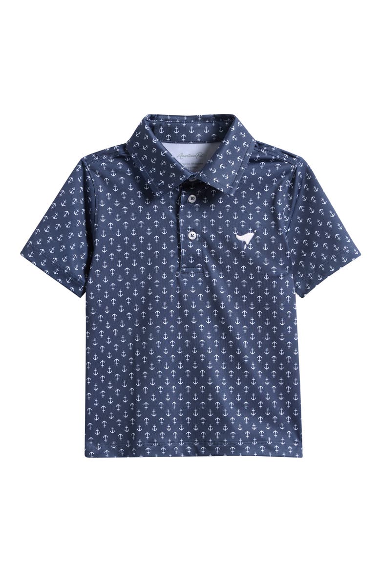 Kids' Anchor Print Polo, Main, color, NAVY BLUE
