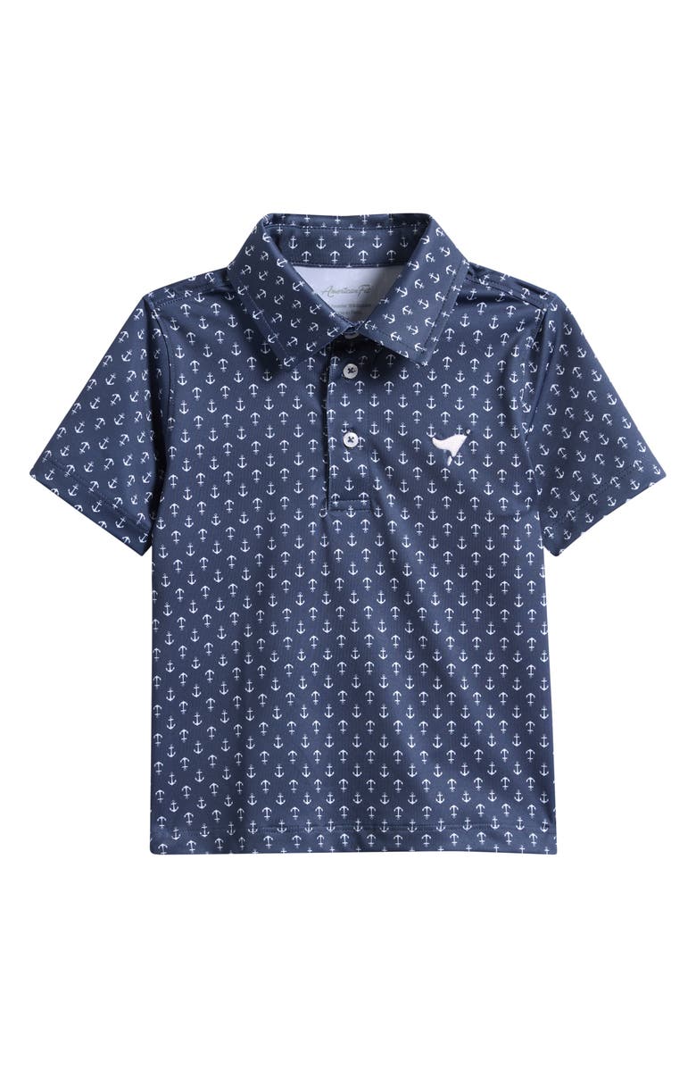 AMERICAN FIT Kids' Anchor Print Polo, Main, color, Navy Blue