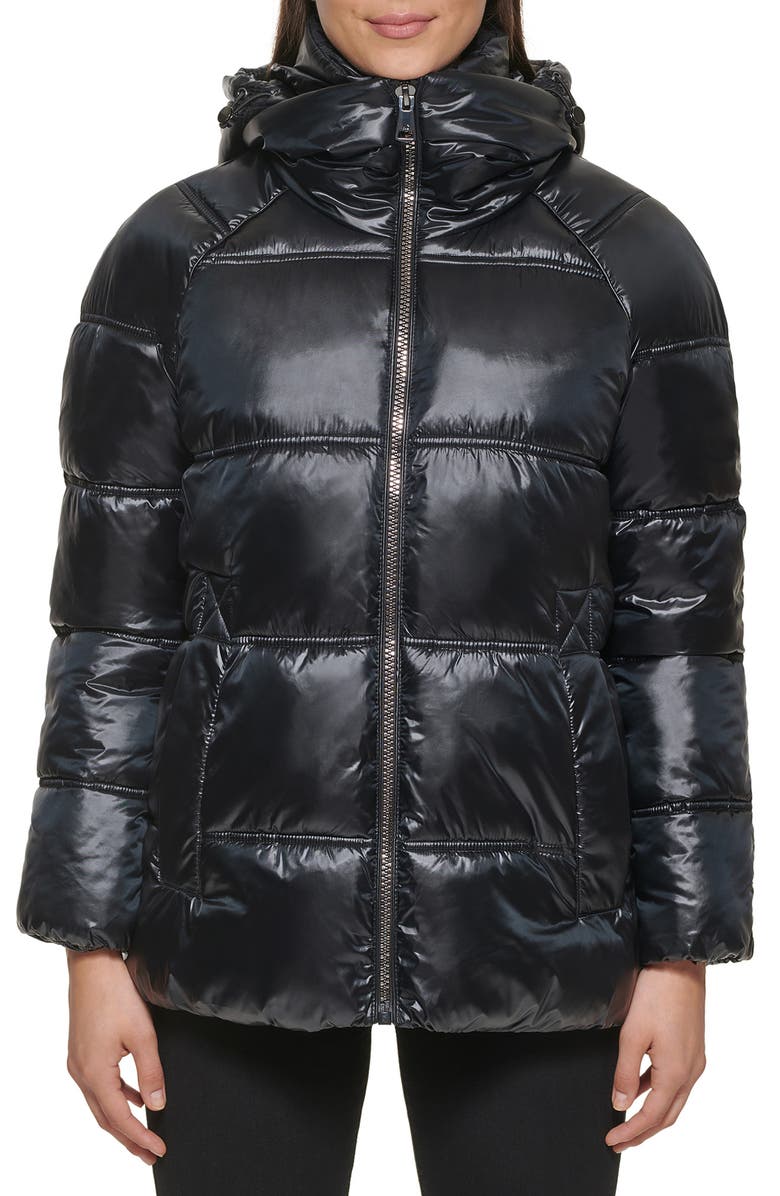 Kenneth Cole New York Box Quilted Puffer Jacket with Removable Hood, Alternate, color,