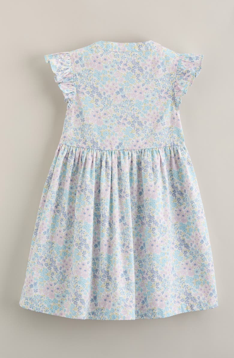 Nordstrom Kids' Flutter Sleeve Cotton Dress, Alternate, color, White- Blue Blooming Meadow