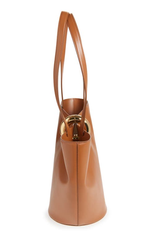 Jacquemus The Medium Bambola Asymmetric Leather Bucket Bag In Light Brown 810