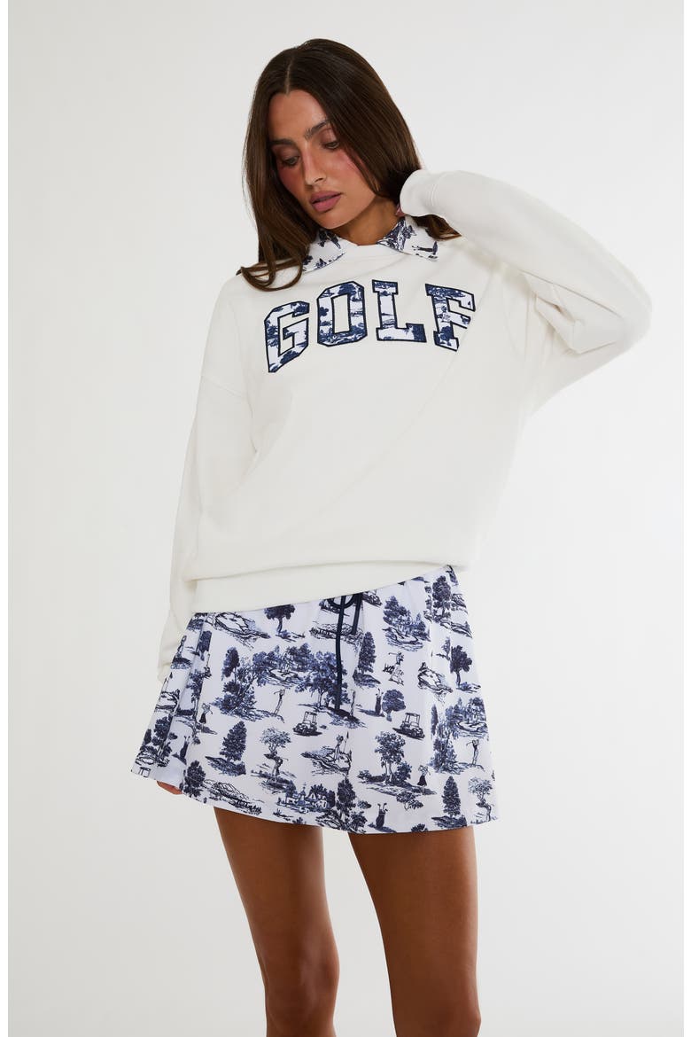 Clyde Performance Toile Miniskirt, Alternate, color, EVENING GOLF TOILE