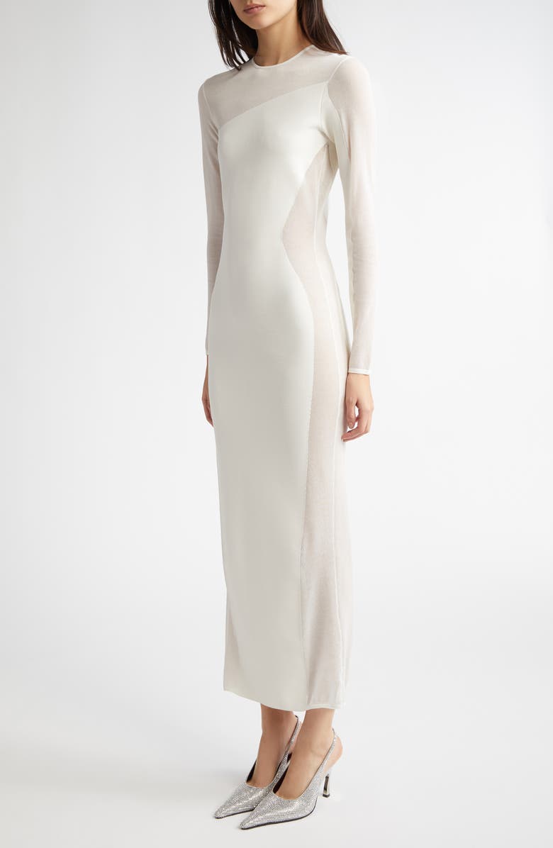 Stella McCartney Long Sleeve Compact Knit Miracle Dress, Alternate, color, Pure White