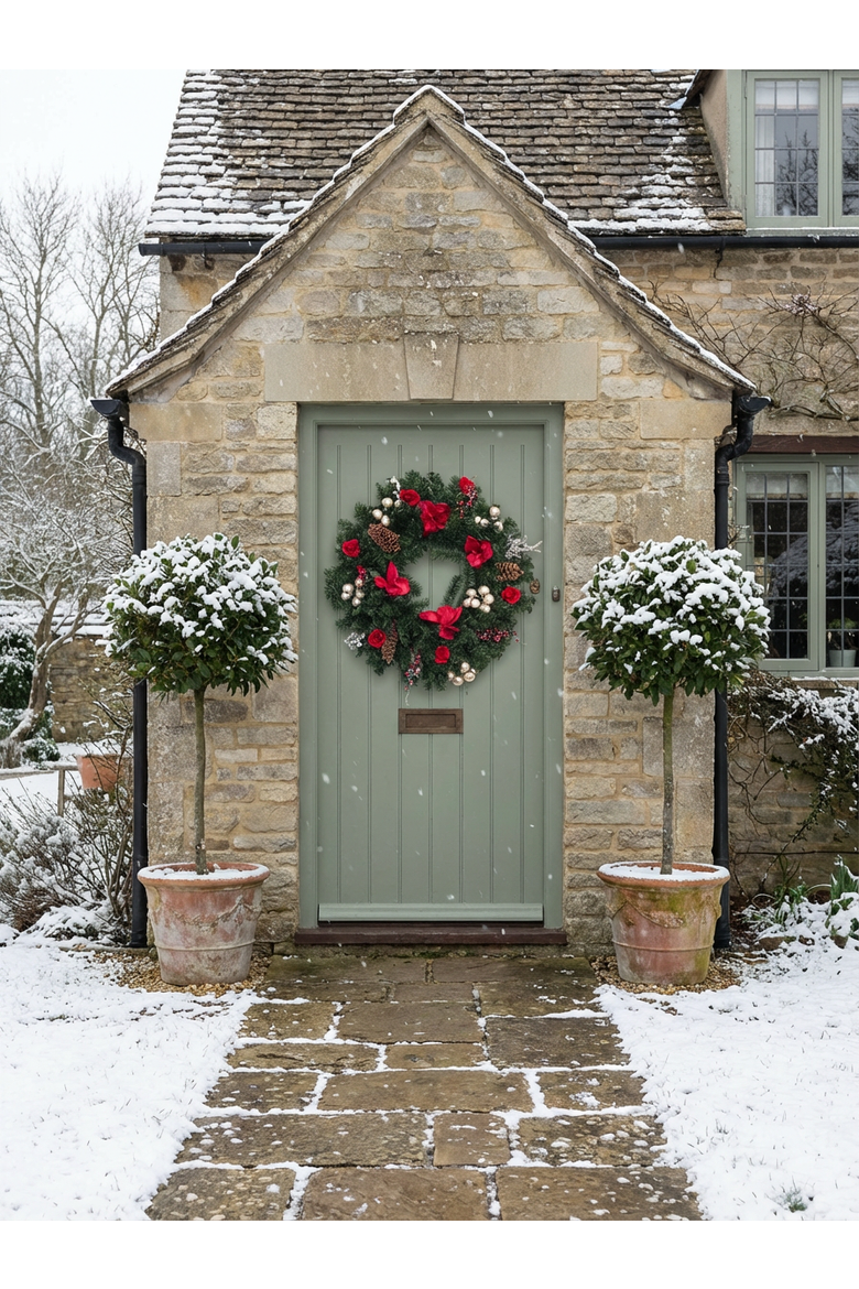 Evangeline Holiday Wreath, Alternate, color, Green