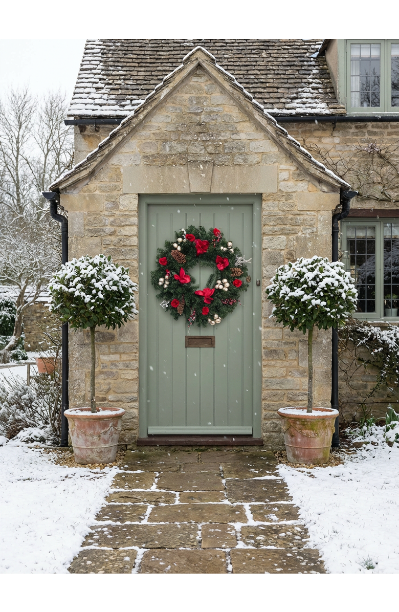 CocoBella Evangeline Holiday Wreath, Alternate, color, Green