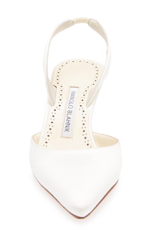 Manolo Blahnik Carolyne Bridal Pointed Toe Slingback Pump In White