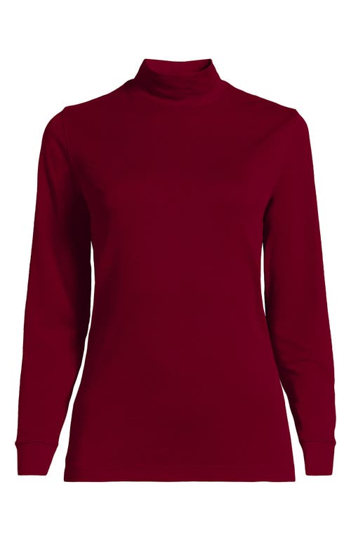 Lands' End Plus Size Relaxed Cotton Long Sleeve Mock Turtleneck In Red