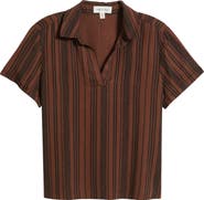 Cloth & Stone Collared Stripe Short Sleeve Shirt