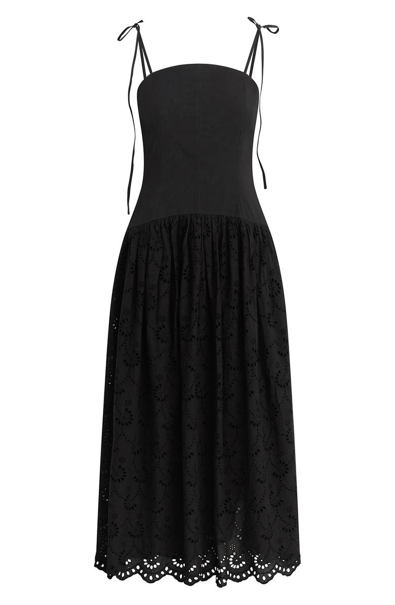 Joe's The Mara Eyelet Detail Cotton Midi Dress, Alternate, color, Black