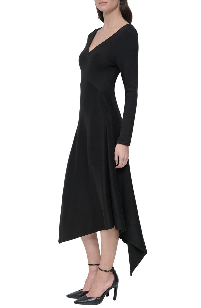 DKNY Long Sleeve Asymmetric Rib Knit Dress, Alternate, color, 