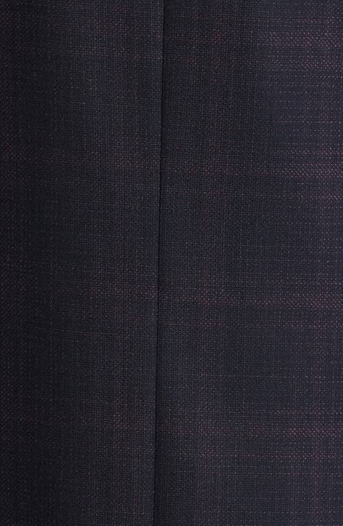 Canali Kei Trim Fit Dark Red Plaid Super 130s Wool Sport Coat In Blue