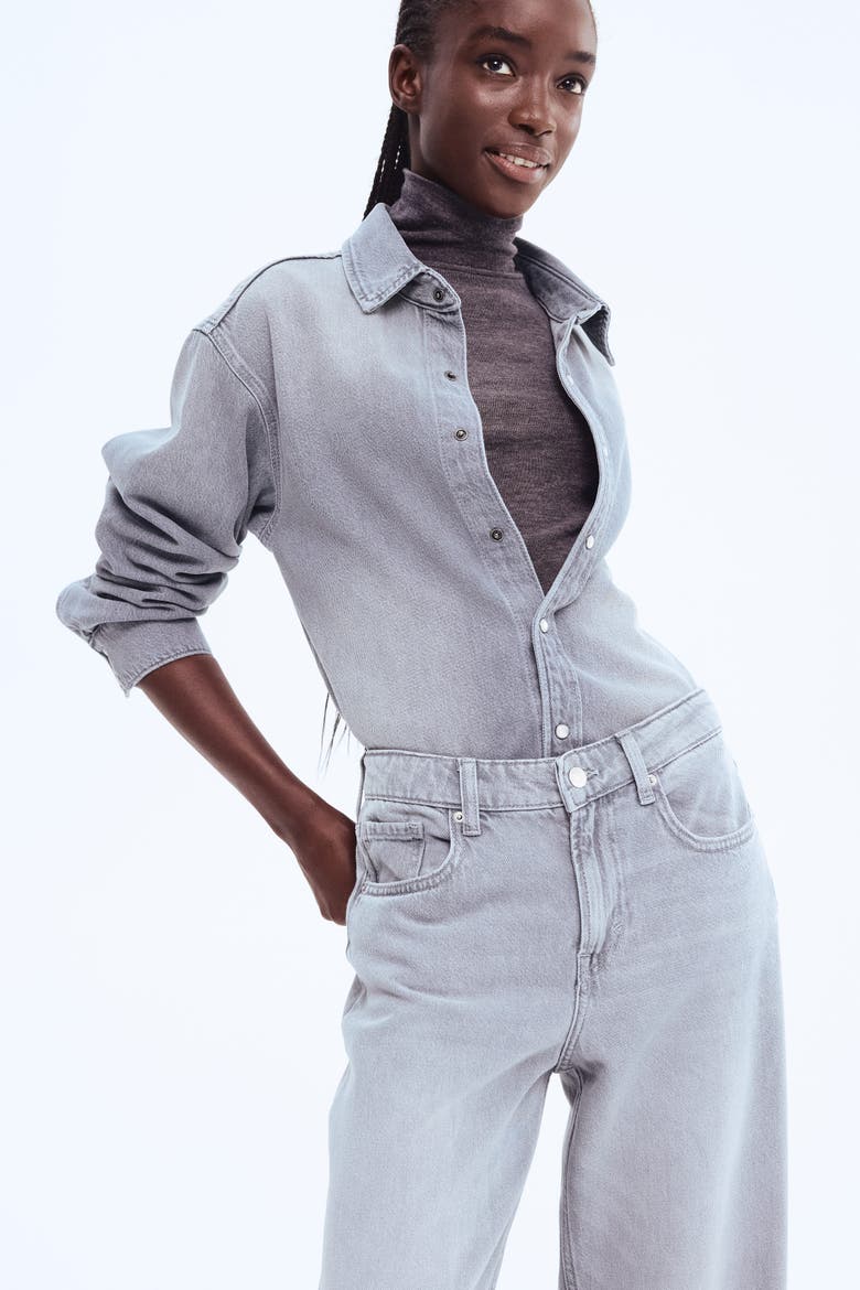 Feather Soft Wide Regular Jeans, Alternate, color, Light denim gray
