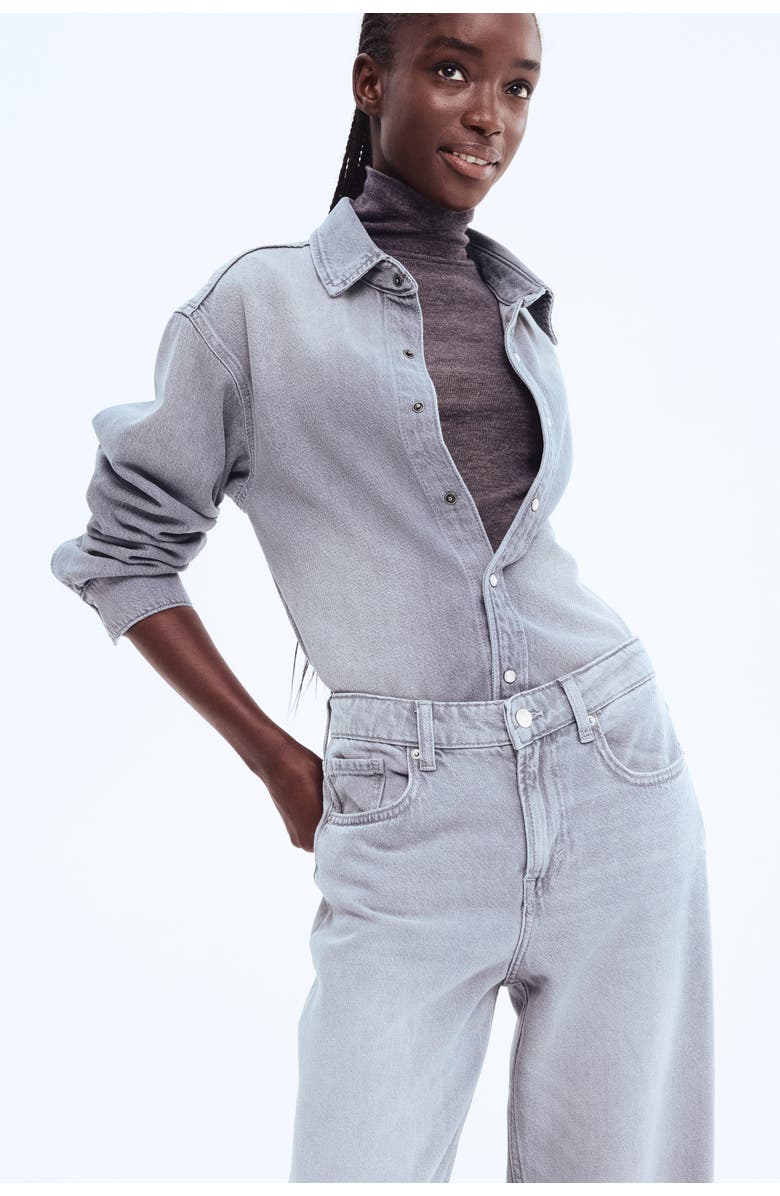 H&M Feather Soft Wide Regular Jeans, Alternate, color, Light Denim Gray