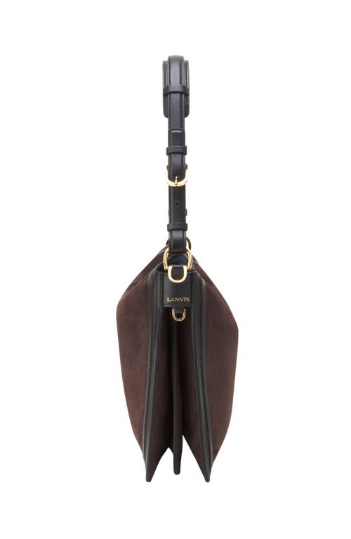 Lanvin Compagnon Asymmetrical Bag In Suede In Brown