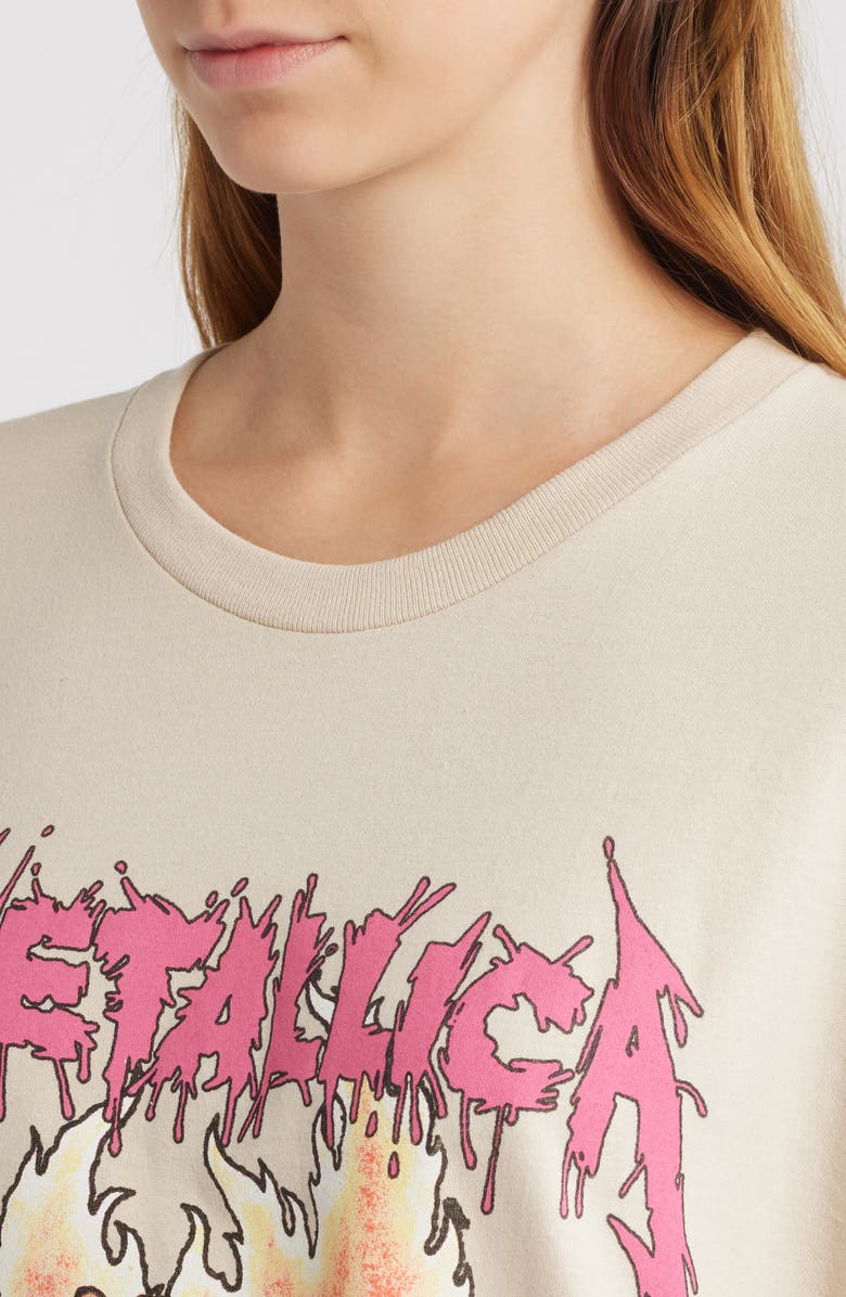 Merch Traffic Metallica Skull Cotton Graphic T-Shirt, Alternate, color, Sand