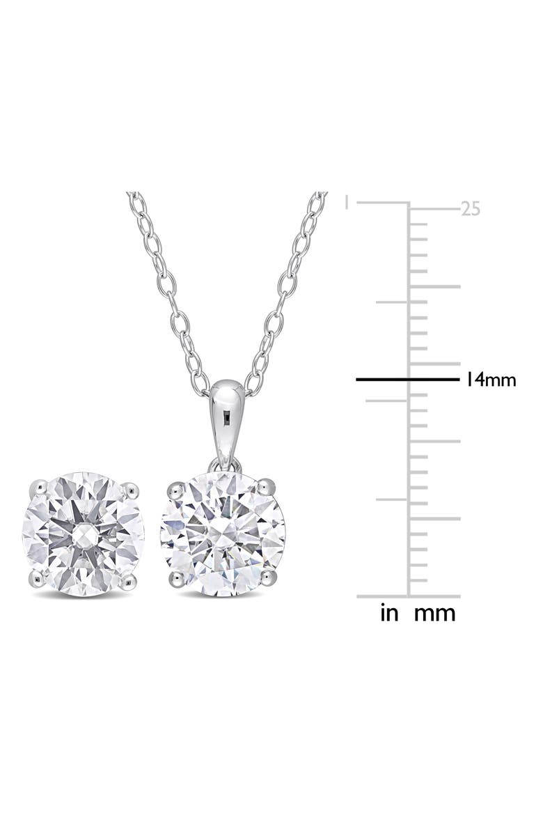 Sterling Silver Round Lab Created White Sapphire Stud Earrings & Necklace Set, Alternate, color, SILVER