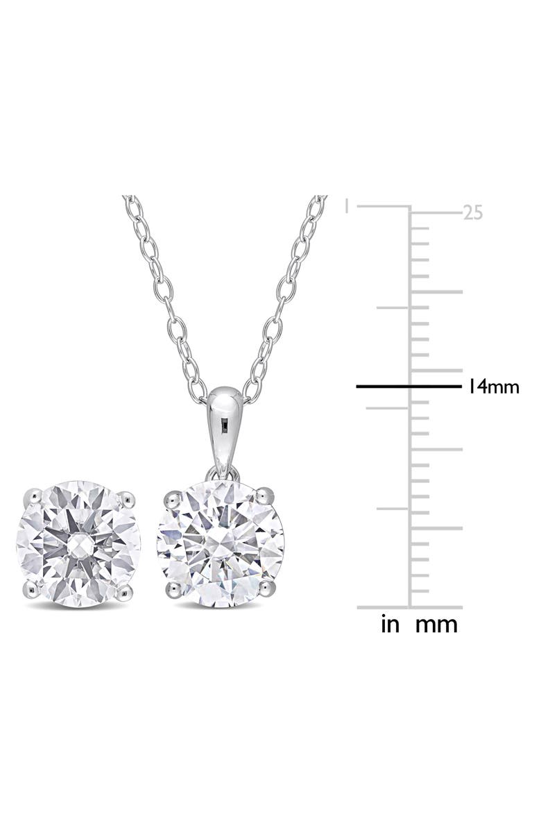 DELMAR Sterling Silver Round Lab Created White Sapphire Stud Earrings & Necklace Set, Alternate, color, Silver