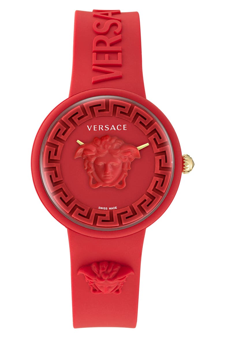 Medusa Pop Silicone Strap Watch, 39mm, Alternate, color, RED