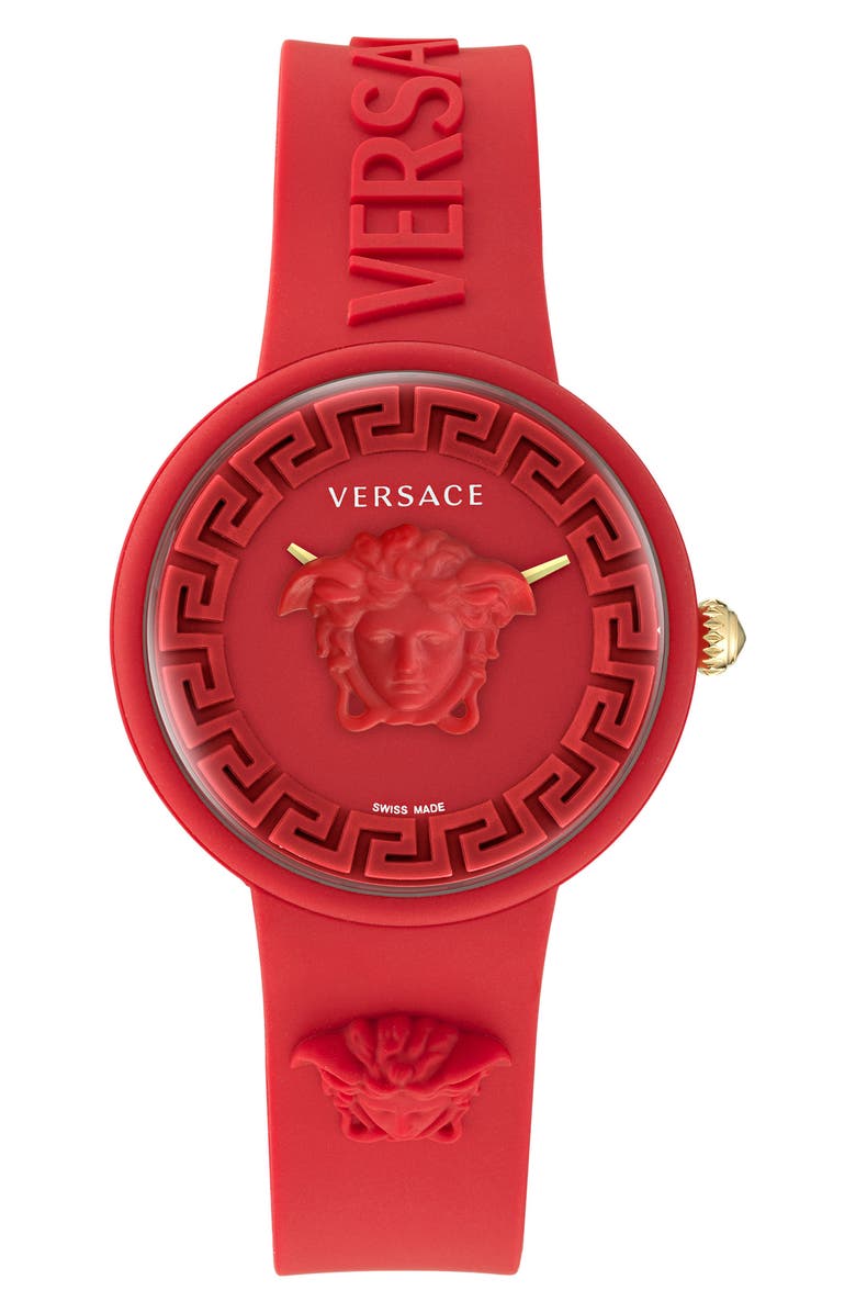 Versace Medusa Pop Silicone Strap Watch, 39mm, Alternate, color, 