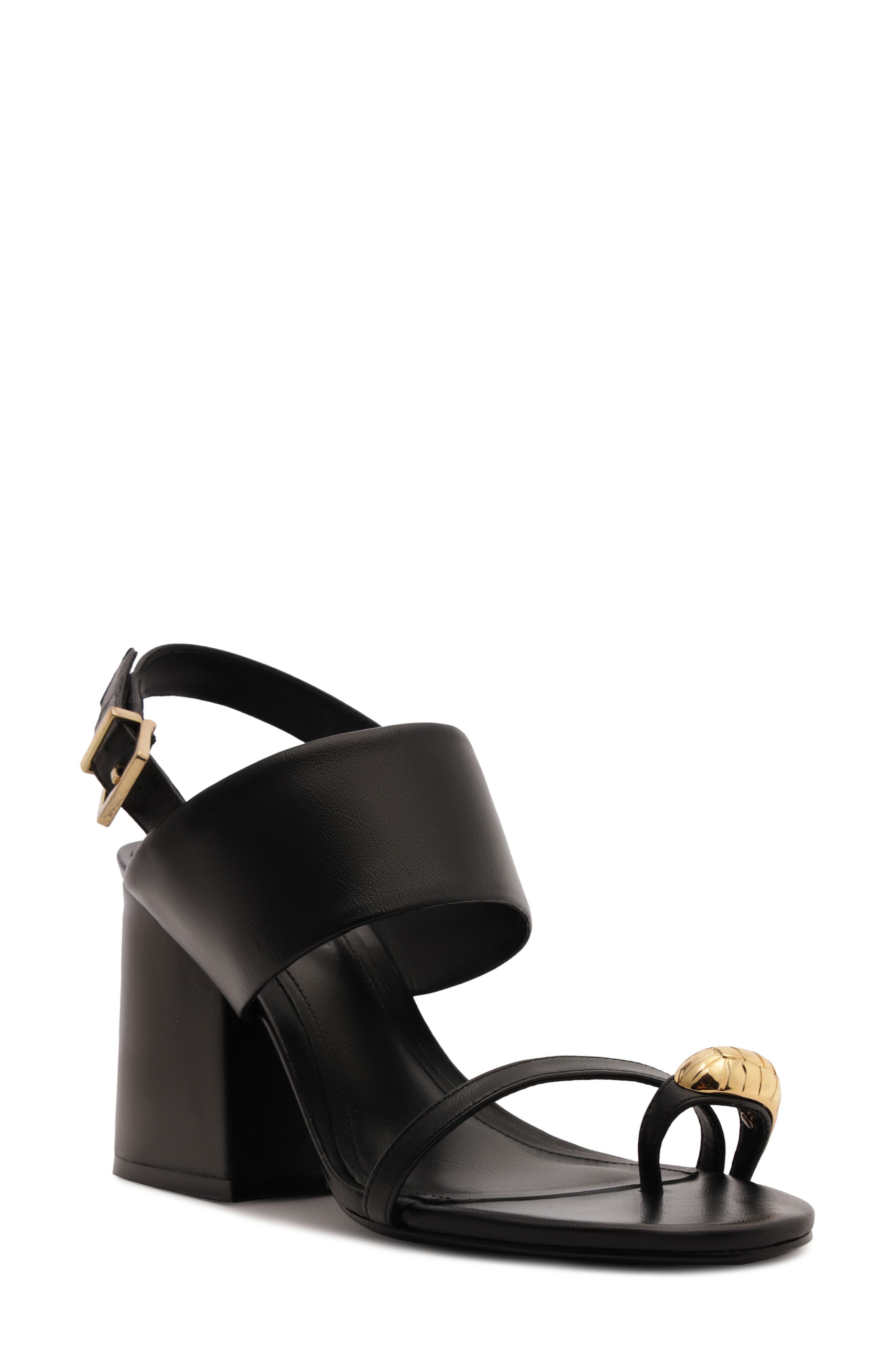 Schutz Mandy Ankle Strap Block Heel Sandal, Main, color, Black