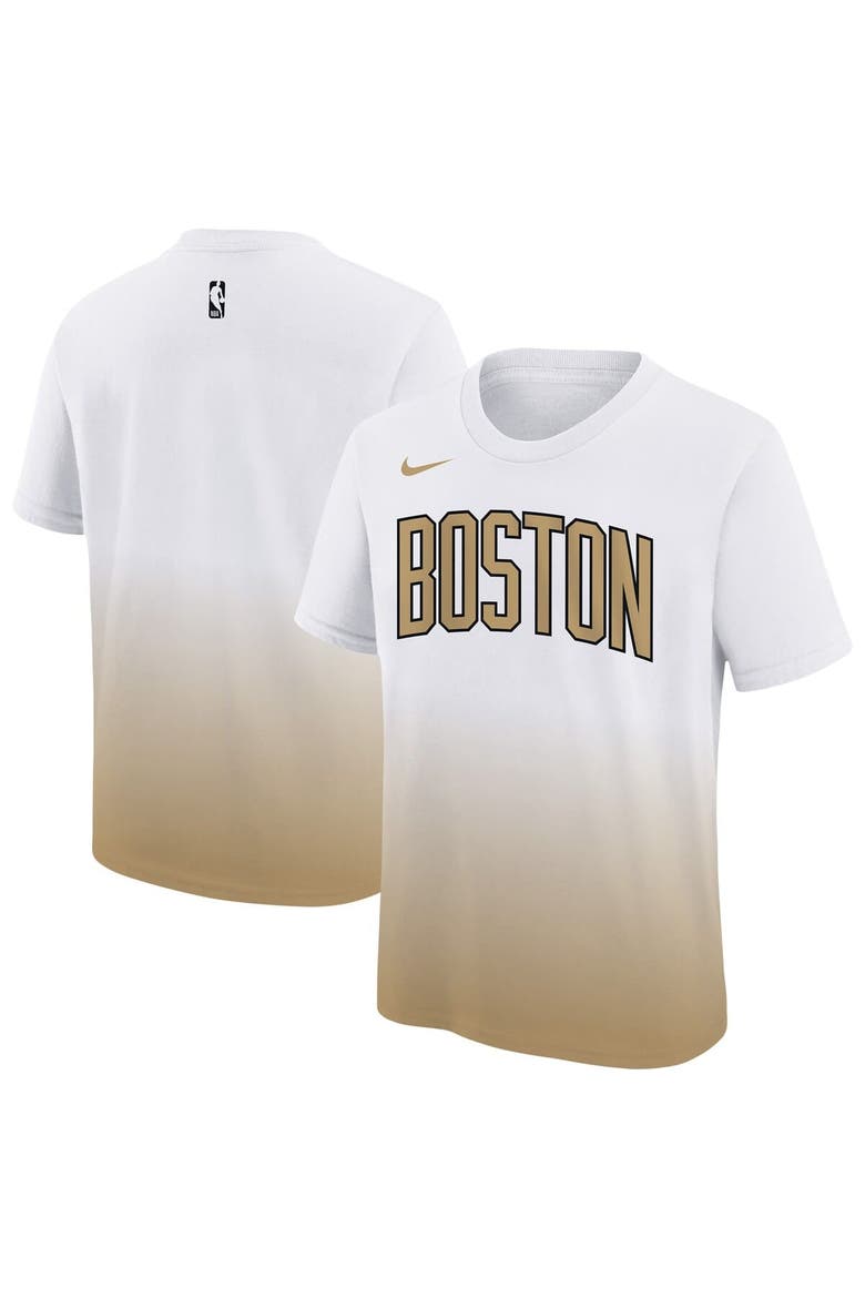 Youth Nike White/Gold Boston Celtics 2025/26 City Edition Max90 T-Shirt, Main, color, White