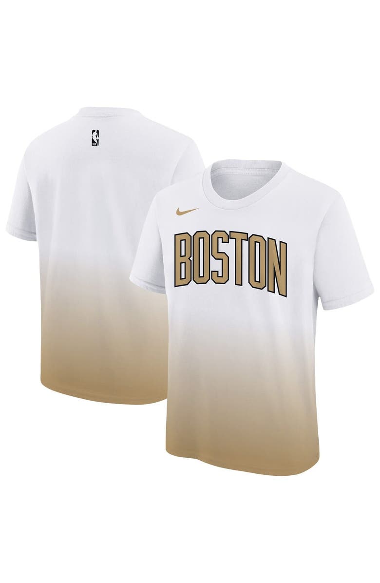 Nike Youth Nike White/Gold Boston Celtics 2025/26 City Edition Max90 T-Shirt, Main, color, White