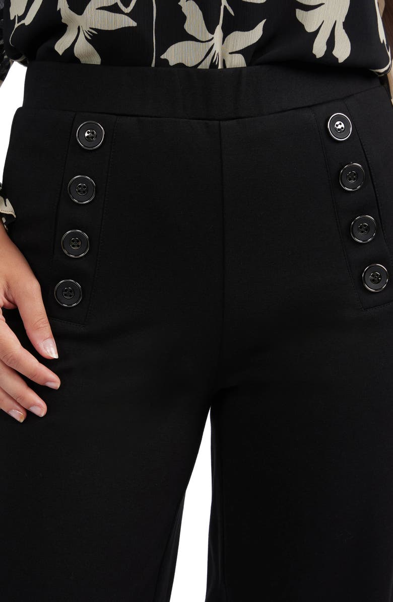 Ellen Tracy Sailor Wide Leg Pull-On Pants, Alternate, color, Black