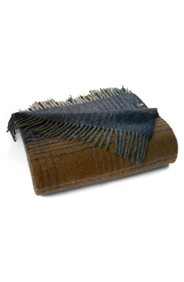 Prince of Scots Highland Tweeds Shetland Lambswool Ombre Throw, Main, color, Blue