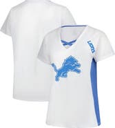 FANATICS Women's Fanatics White Detroit Lions Plus Size Glitter Lace-Up V- Neck T-Shirt