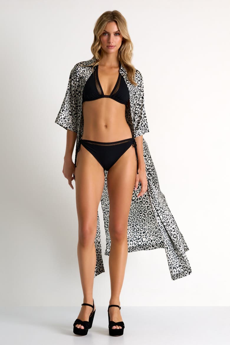 Grid mesh triangle bikini top, Alternate, color, Black