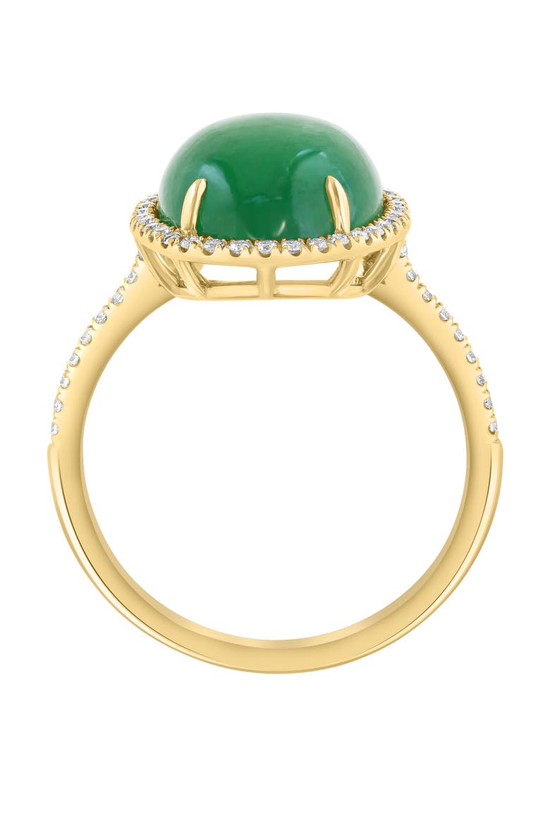 14K Yellow Gold Oval Jade & Pavé Diamond Ring, Alternate, color, 14K Gold