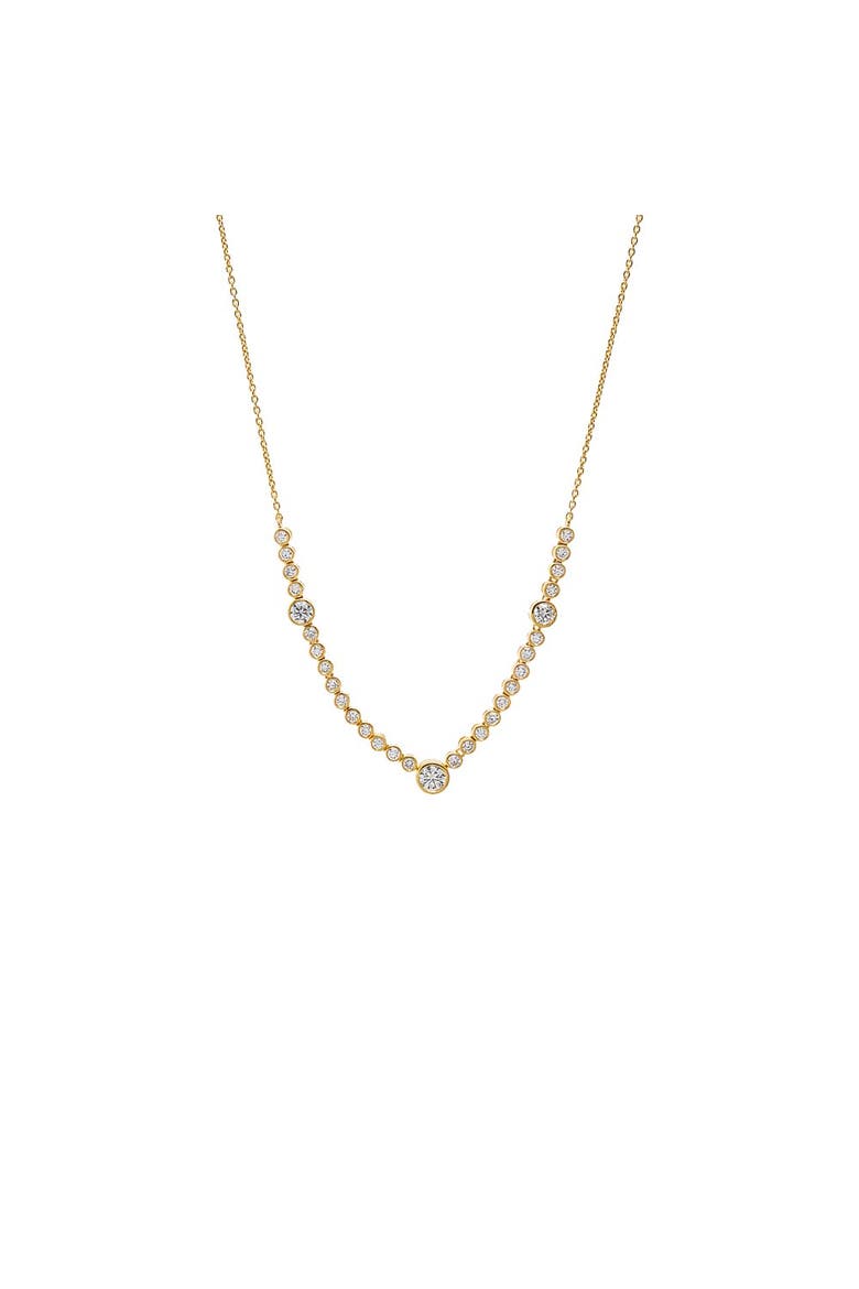 Lab Grown Diamond Bezel Round Center Tennis Necklace, Main, color, Gold