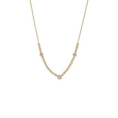 Lab Grown Diamond Bezel Round Center Tennis Necklace