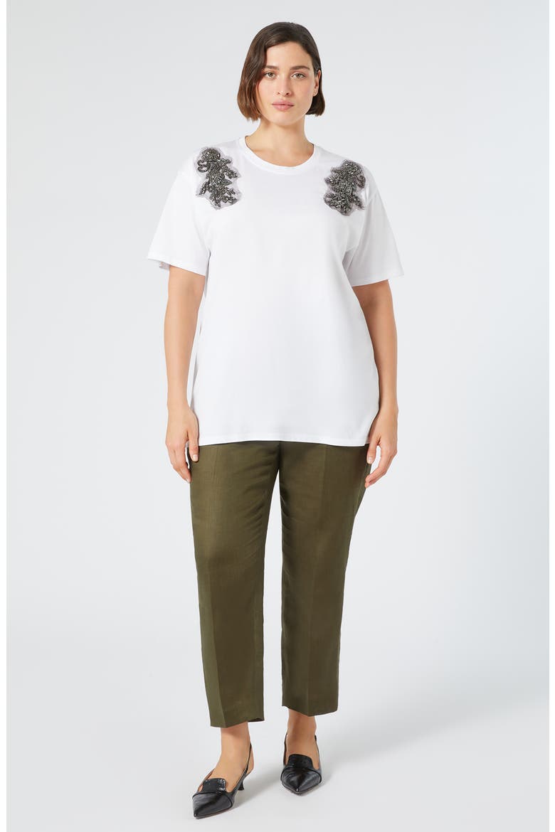 Perak Faux Gem Embellished Cotton T-Shirt, Alternate, color, OPTIC WHITE