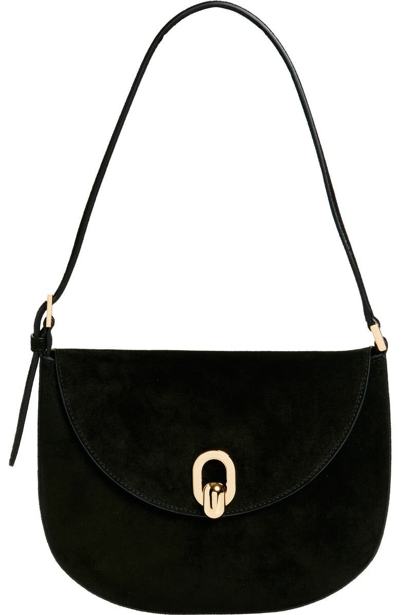 SAVETTE Tondo Suede Hobo Bag, Main, color, Black