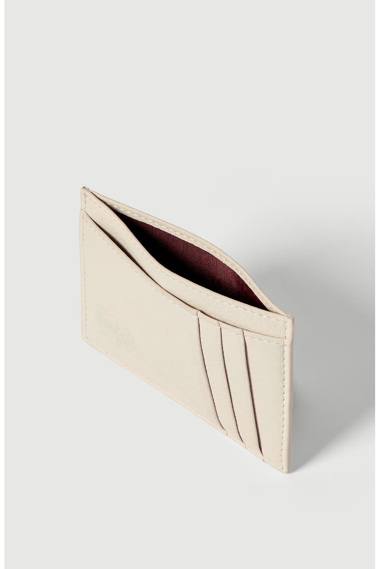 Fine grain calfskin card holder, Alternate, color, Chalk