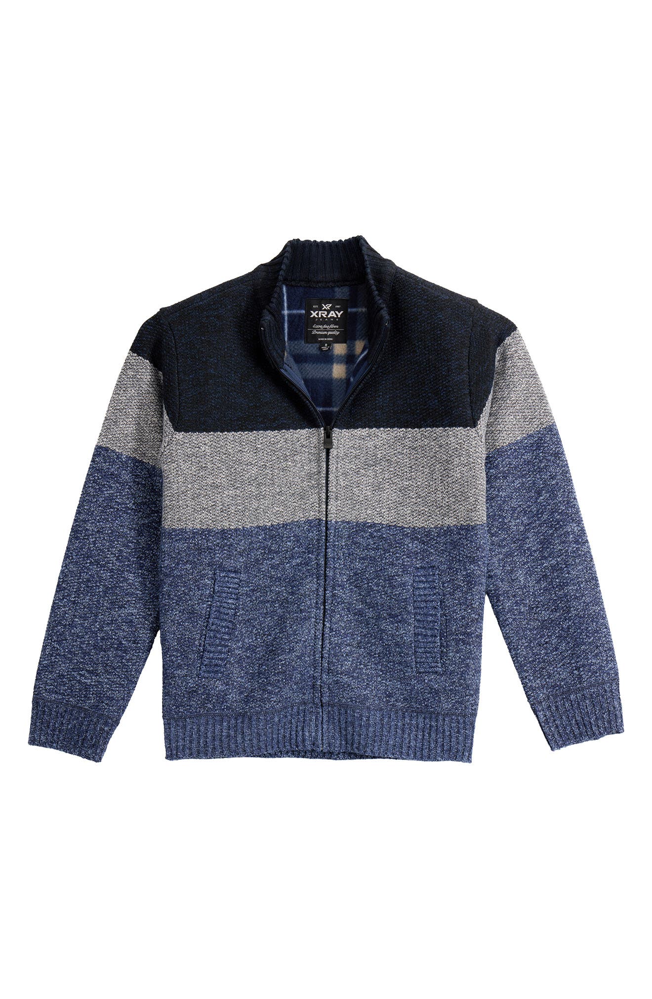 XRAY Kids' Colorblock Full Zip Sweater