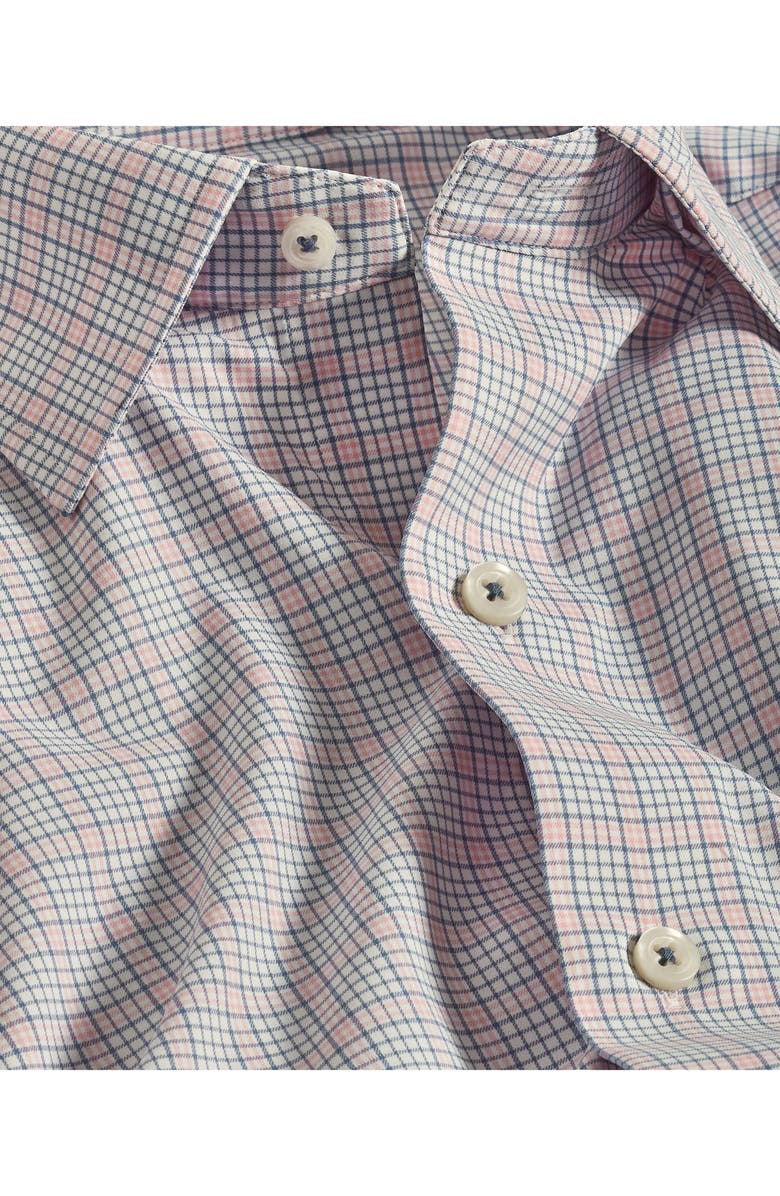 David Donahue Plaid Print Performance Sport Shirt, Alternate, color, Blue/ Pink