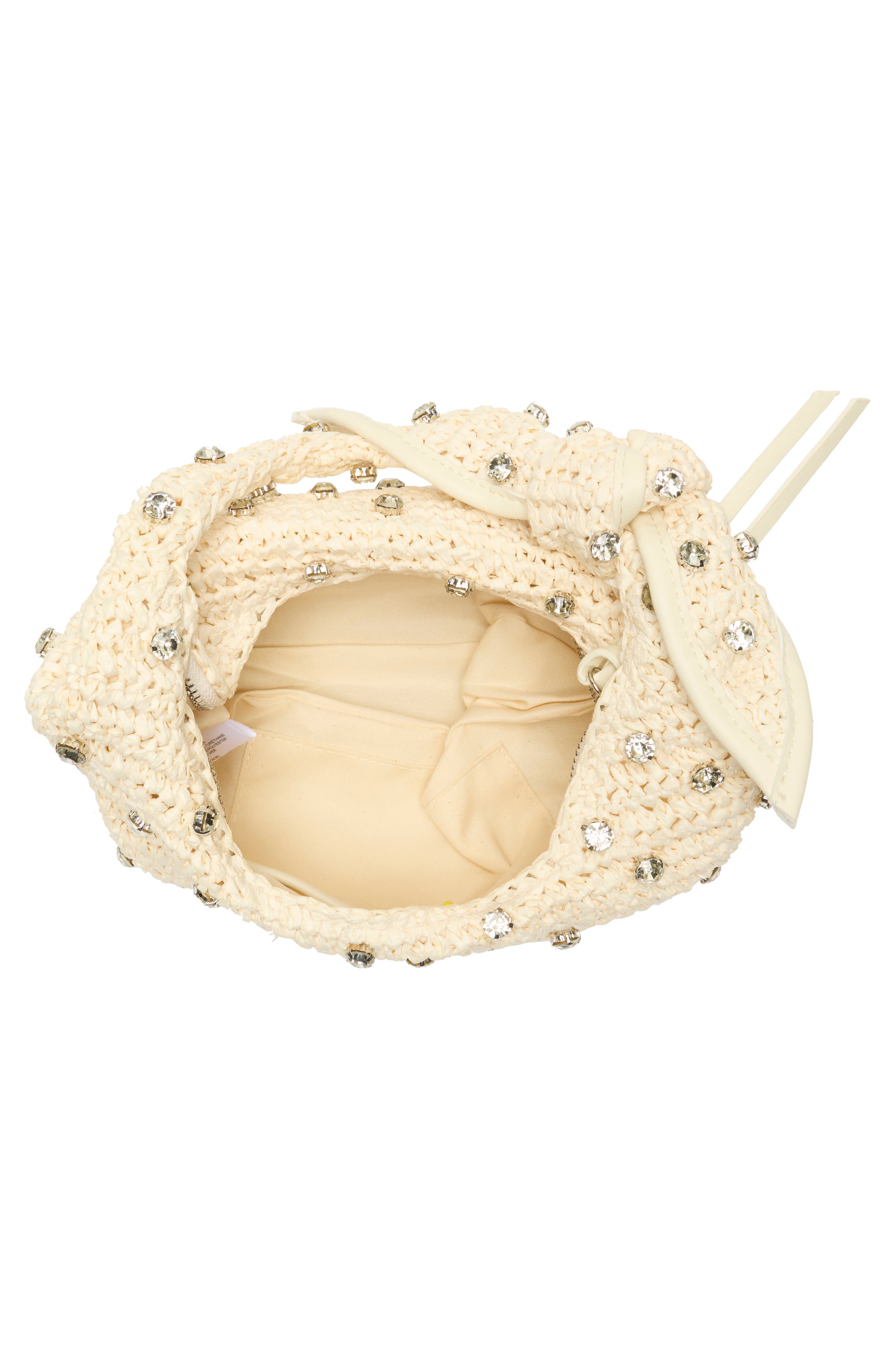 Jessa Crystal Embellished Raffia Shoulder Bag, Alternate, color, IVORY