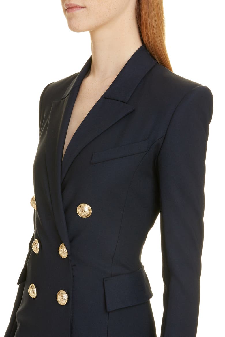 Double Breasted Wool Blend Blazer Dress, Alternate, color, 6UC MARINE