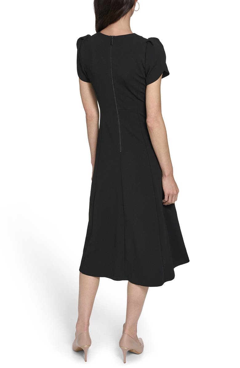Calvin Klein Short Sleeve A-Line Midi Dress, Alternate, color, Black