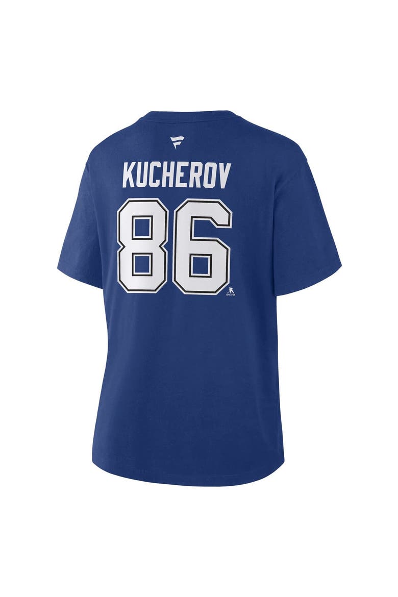 Women's Fanatics Nikita Kucherov Blue Tampa Bay Lightning Authentic Stack Name & Number T-Shirt, Alternate, color, Blue
