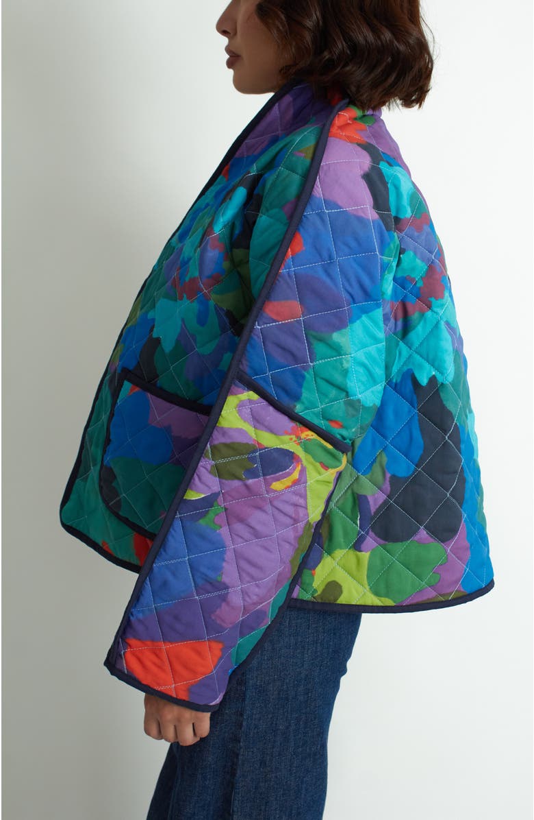 Florencia Davalos Marcia Reversible Jacket, Alternate, color, Floral Camo Blue And Green