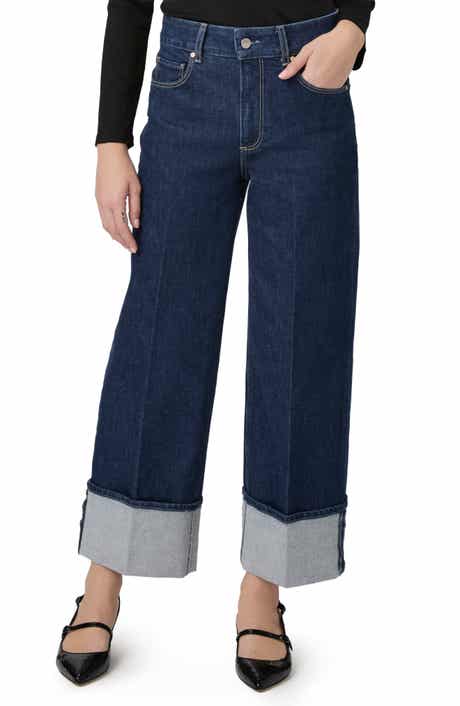 PAIGE Sasha Cuffed High Waist Ankle Wide Leg Jeans