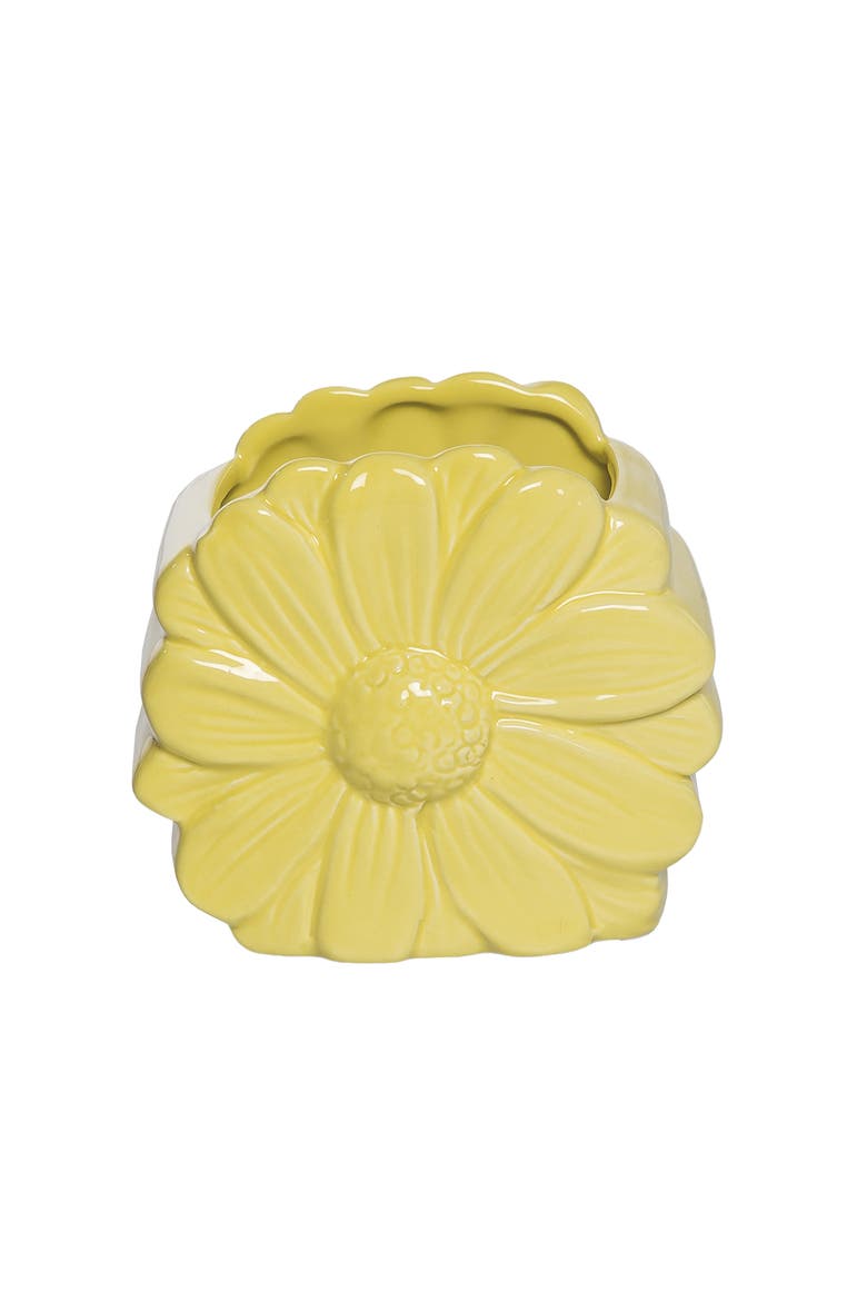 Dolomite Daisy Holder Storage Jar Yellow for Spring Tabletop Decor, Main, color, Yellow